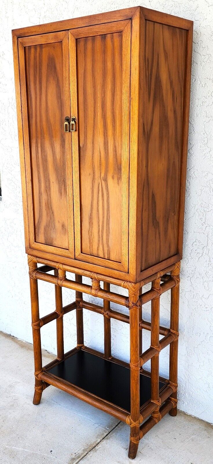 Bamboo Console Sofa Table Vintage 1970s Boho MCM