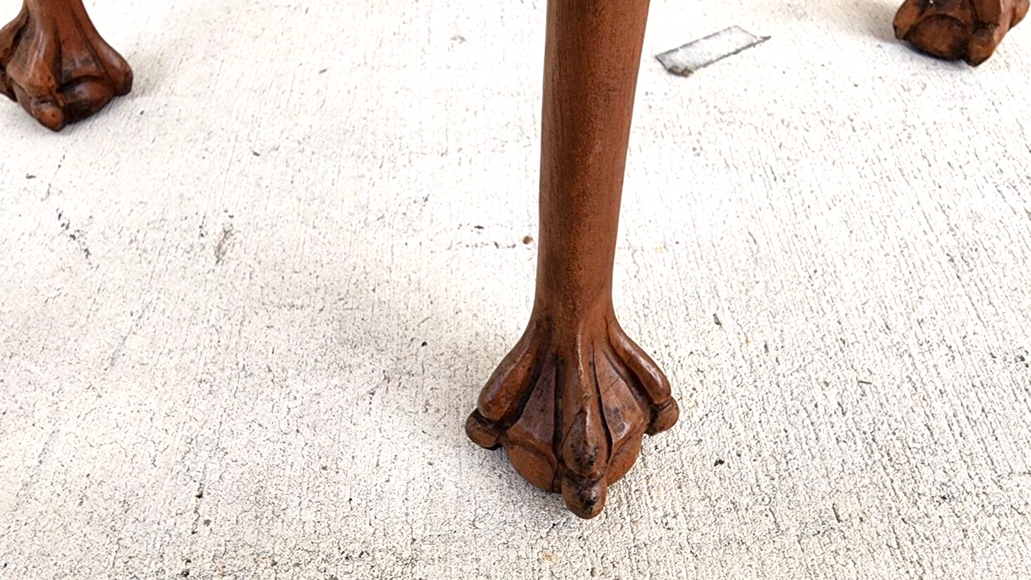 Antique Accent Table French Side Lamp Solid Wood Burl Top