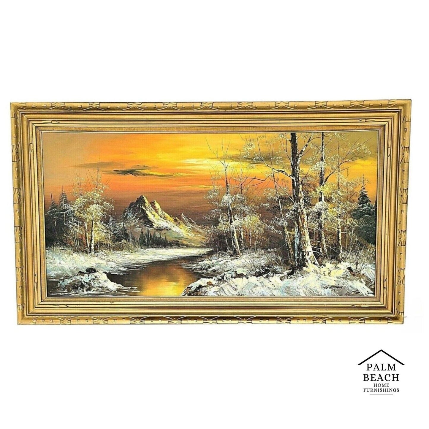 Vintage Huge 48" Original Signed G WHITMAN Landscape Oil Painting