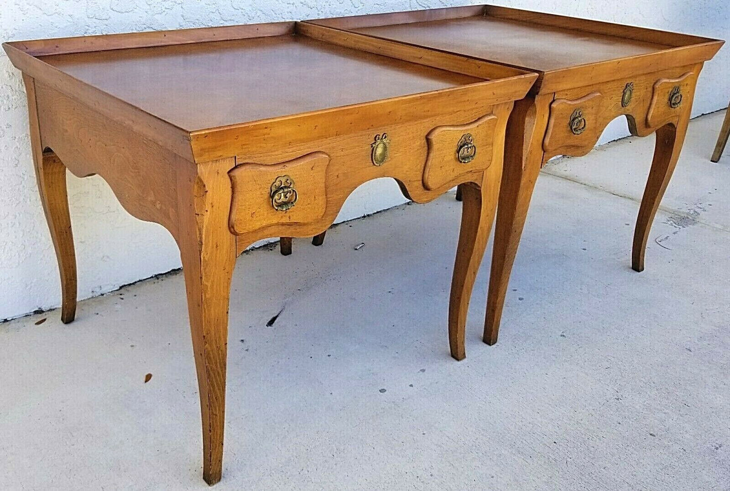 1950's Pair of BAKER MILLING ROAD French Country Solid Wood Side End Tables