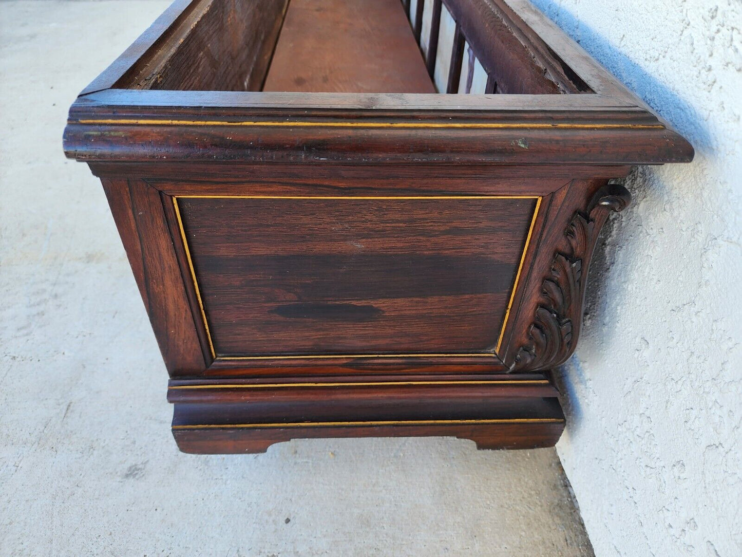Antique English Tile Mahogany Planter Rolling 1930's
