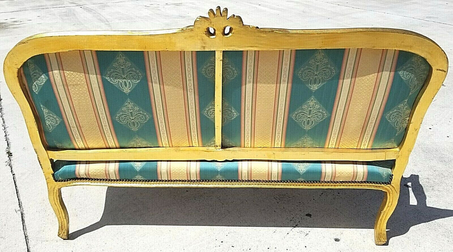 Lovely 66" Antique French Louis XV Style Gilt Sofa
