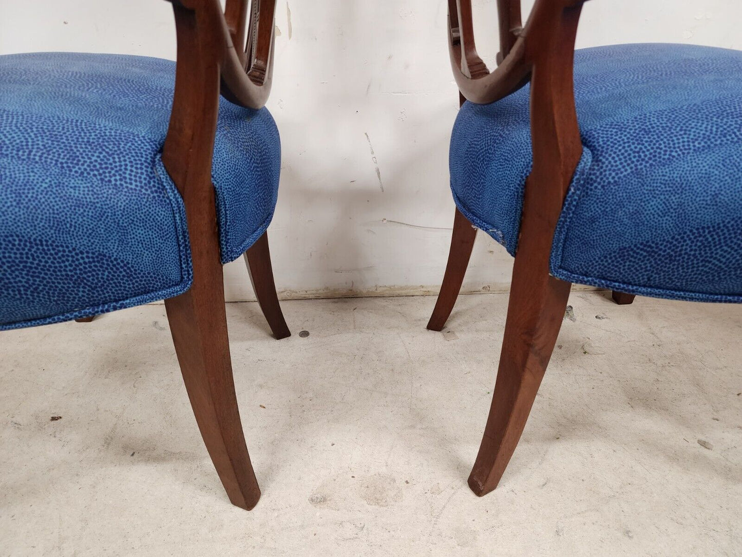 Antique George III Accent Side Chairs Shield Back Mahogany 19th Century Set of 2