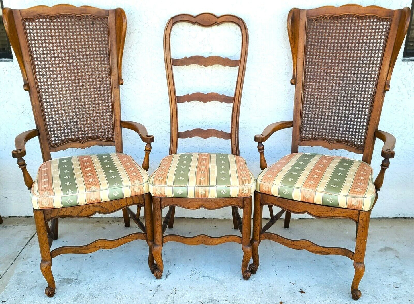 Vintage French Country Oak Dining Chairs - Set of 6