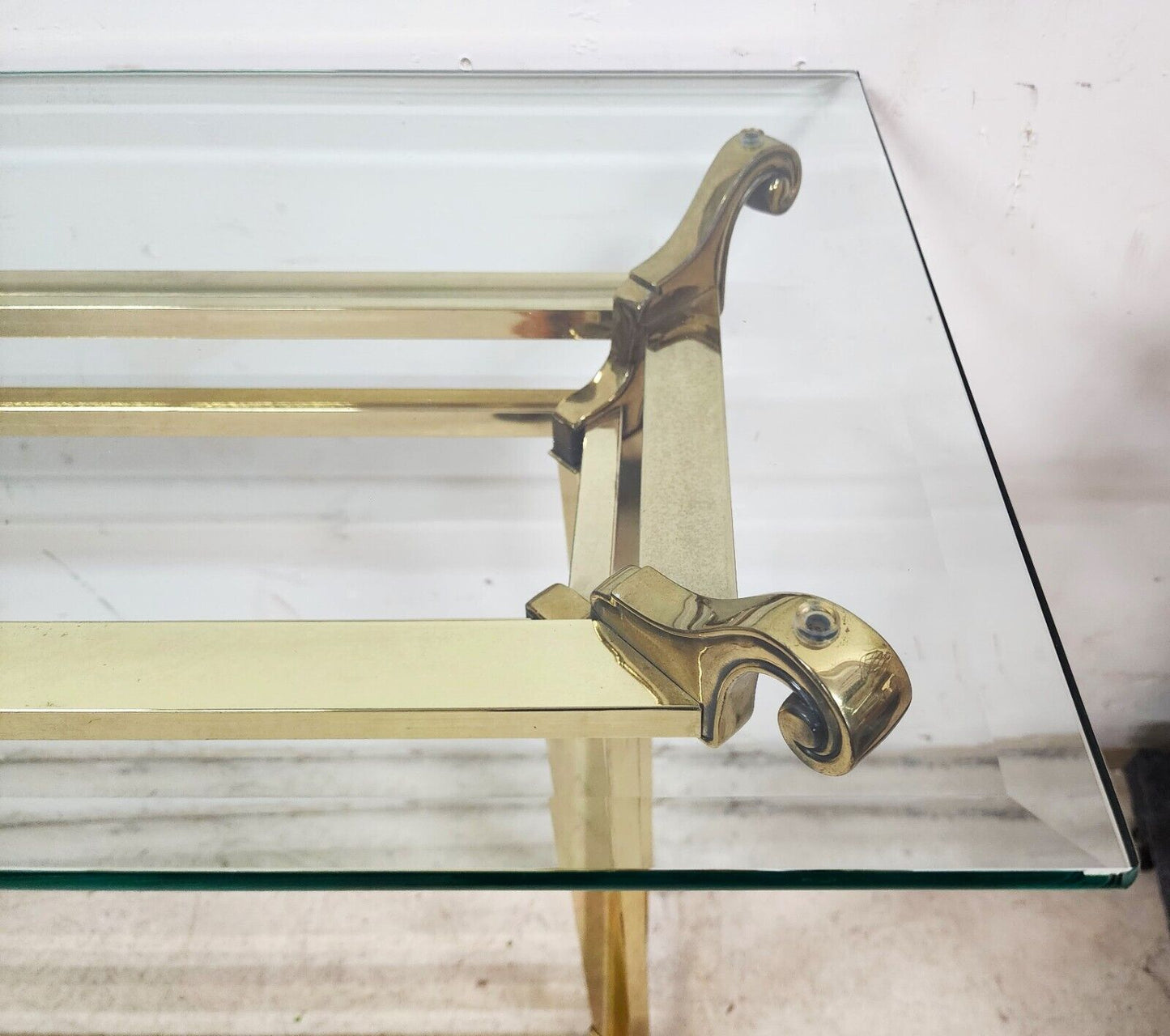 Vintage Console Table Glass & Brass