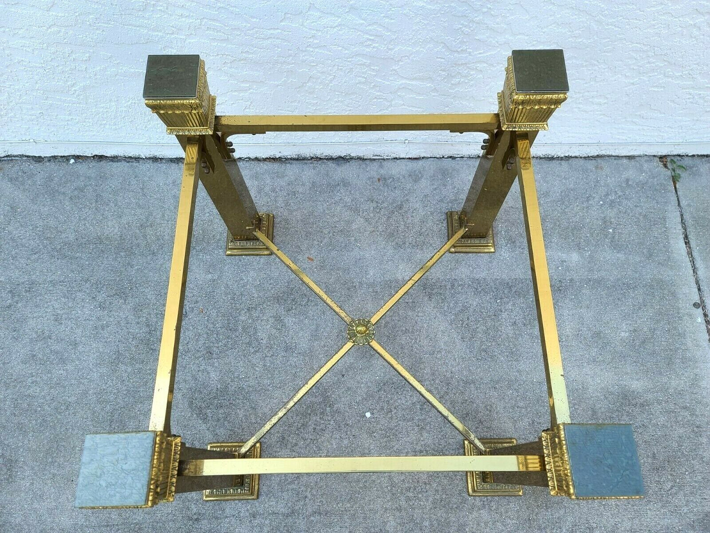 Vintage Italian Brass 4 Column Dining Game Table Base