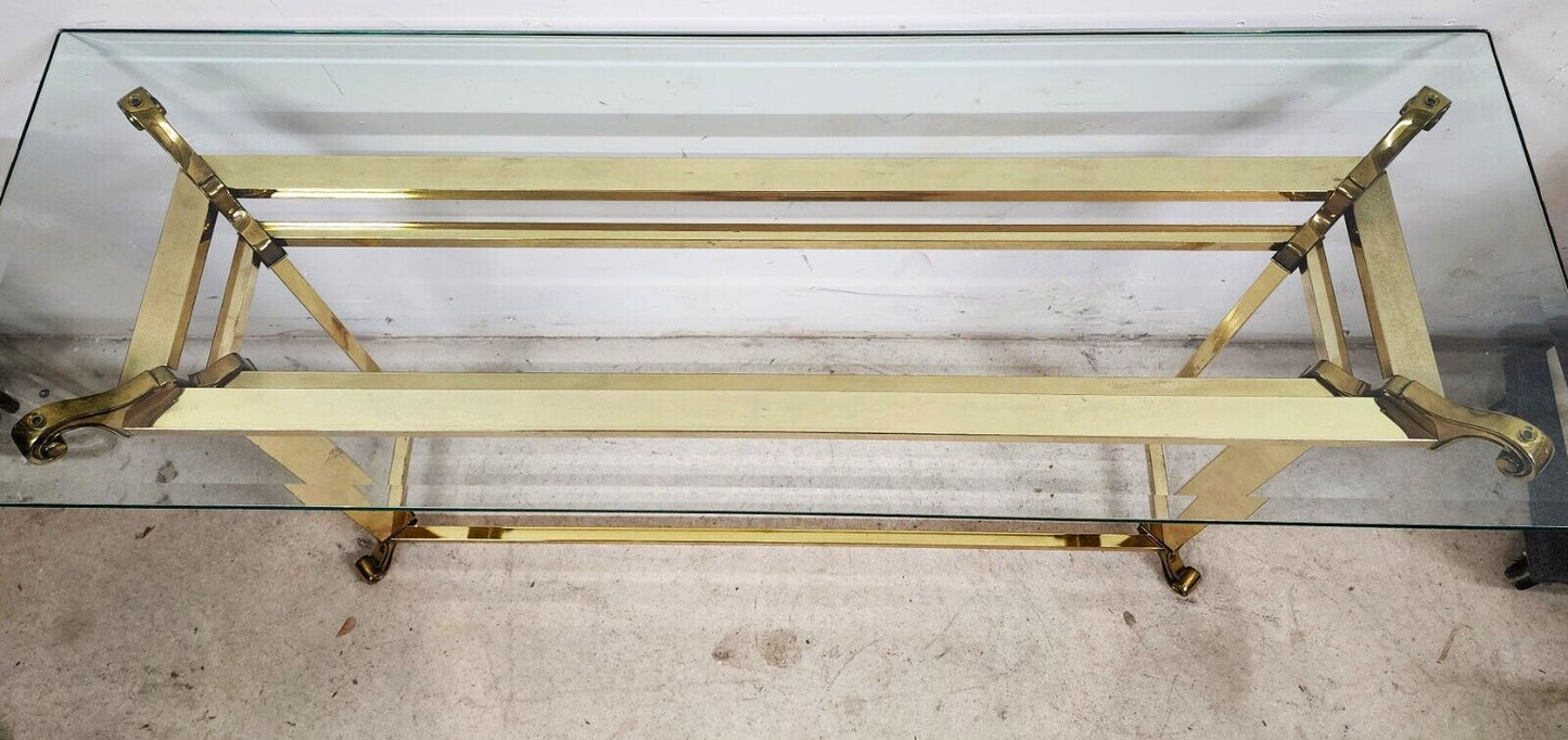 Vintage Console Table Glass & Brass