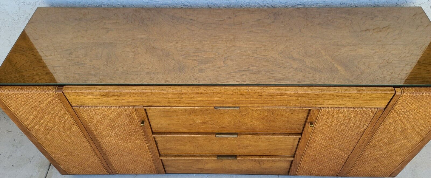 Vintage MCM Dresser Credenza Glass Top by FOUNDERS