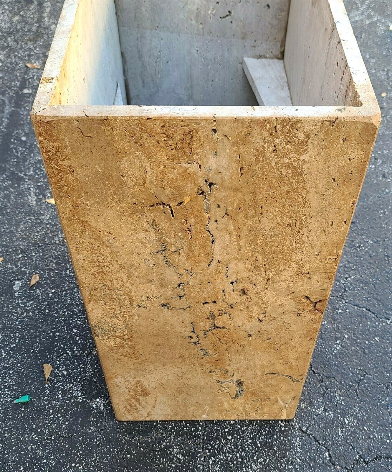 1970's Italian Walnut Travertine Highly Polished Marble Dining Table