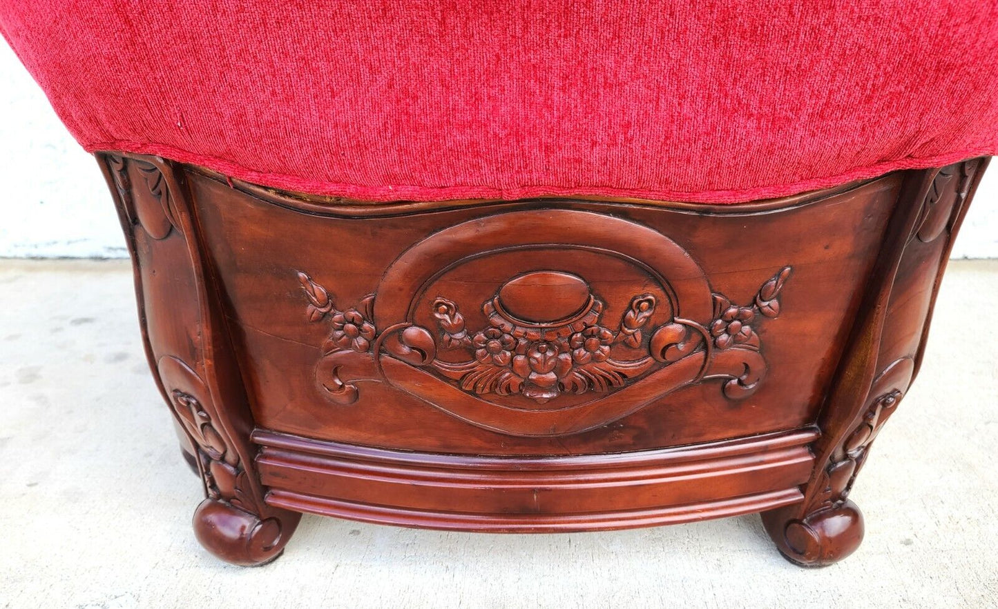 Oversized Asian Chinoiserie Carved Rosewood Armchair