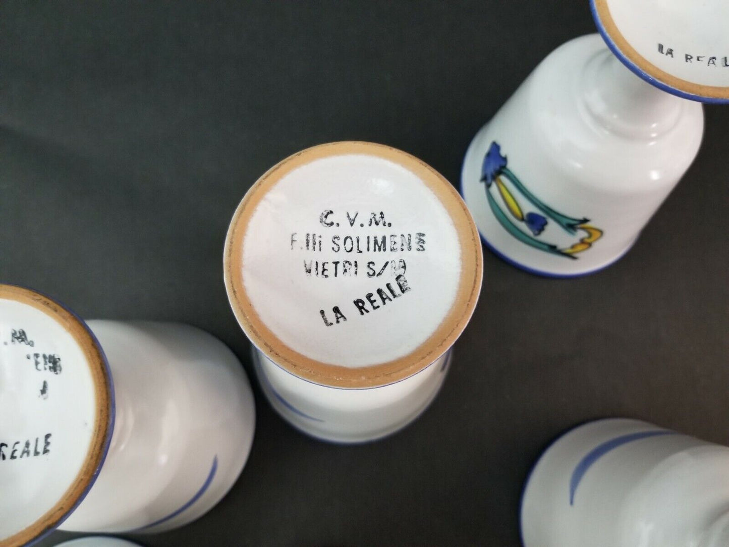 Set of 6 SOLIMENE Ceramiche Vietri sul Mare Fratelli Bros Wine Water Goblets