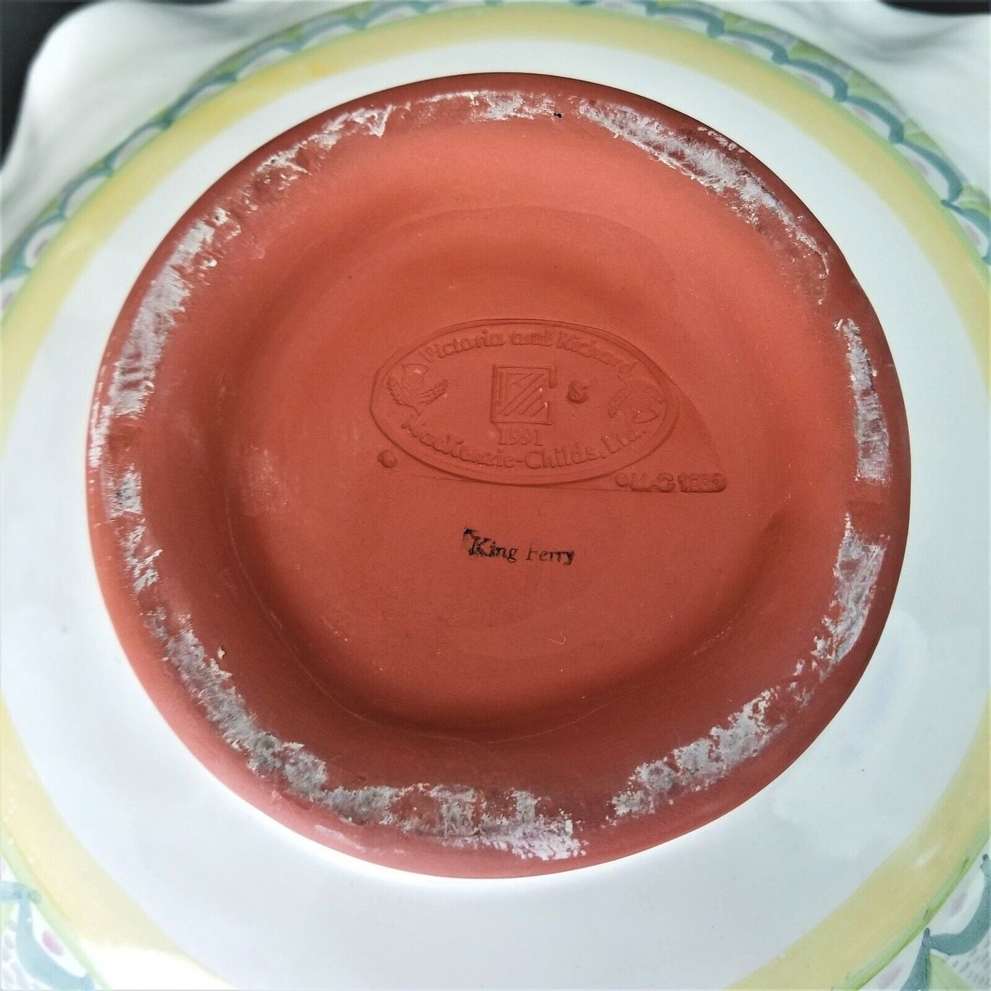 MACKENZIE CHILDS King Ferry Victoria Richard Serving Centerpiece Scalloped Bowl