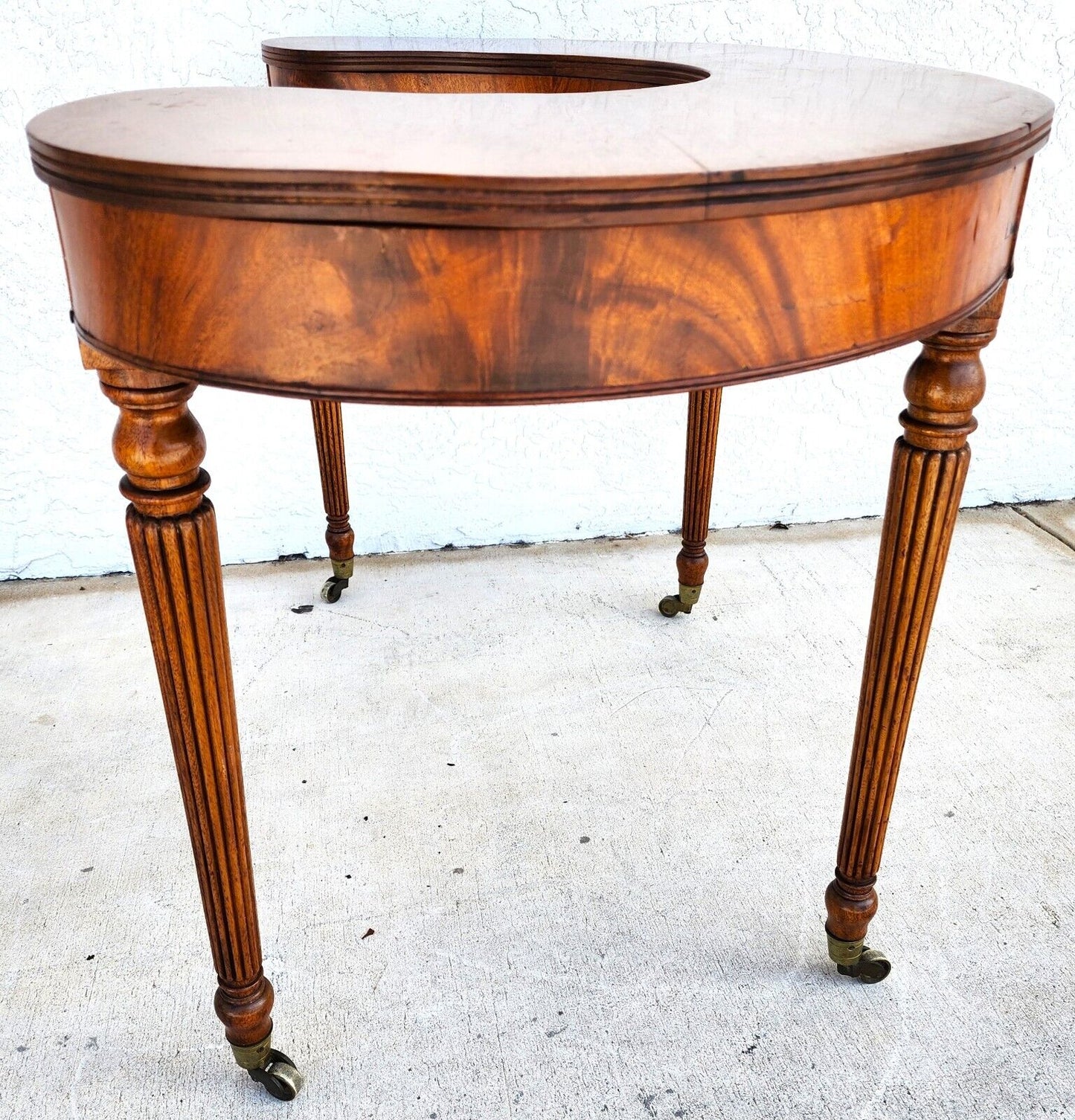 Wood Console Table Desk Mid Century Kidney Horseshoe Shape