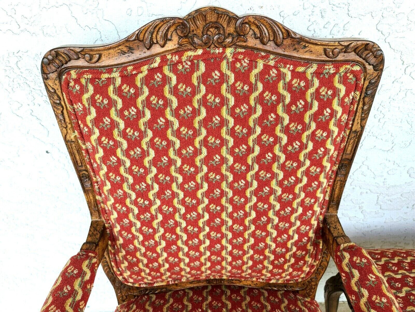 (4) Newly Upholstered French Provincial Louis XV Style Solid Wood Dining Chairs