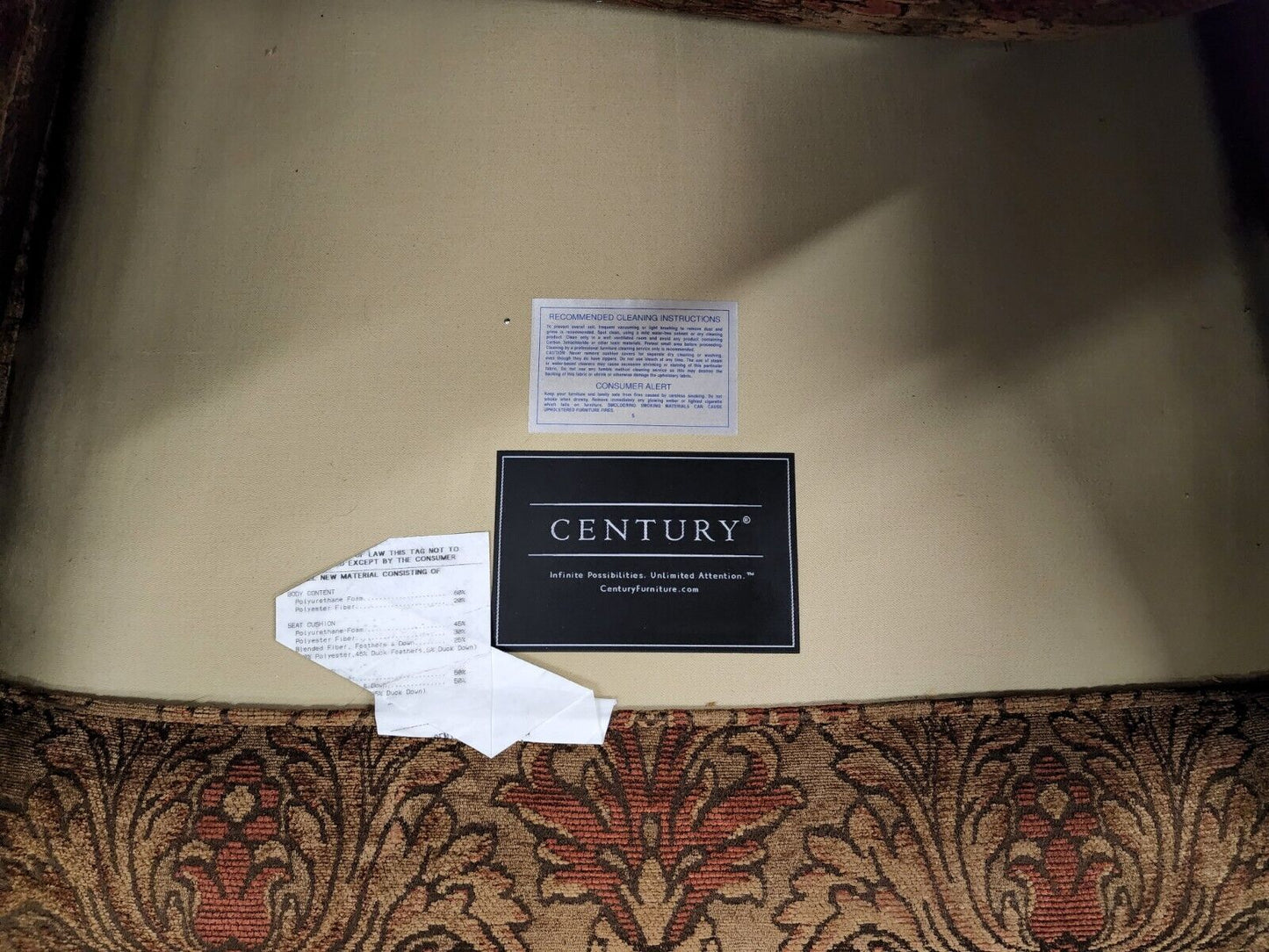 Pair of Oversized Regal French Wingback Armchairs by CENTURY FURNITURE