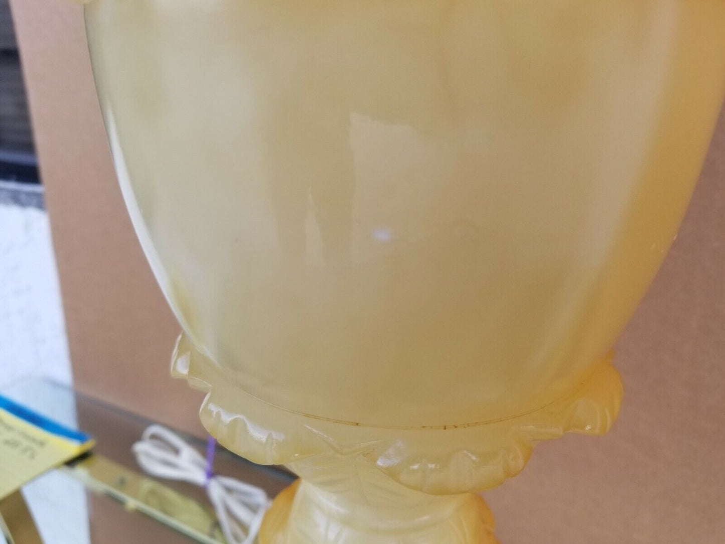 Vintage Large SAFRAN GLUCKSMAN Sculpted Alabaster Marble Table Lamp