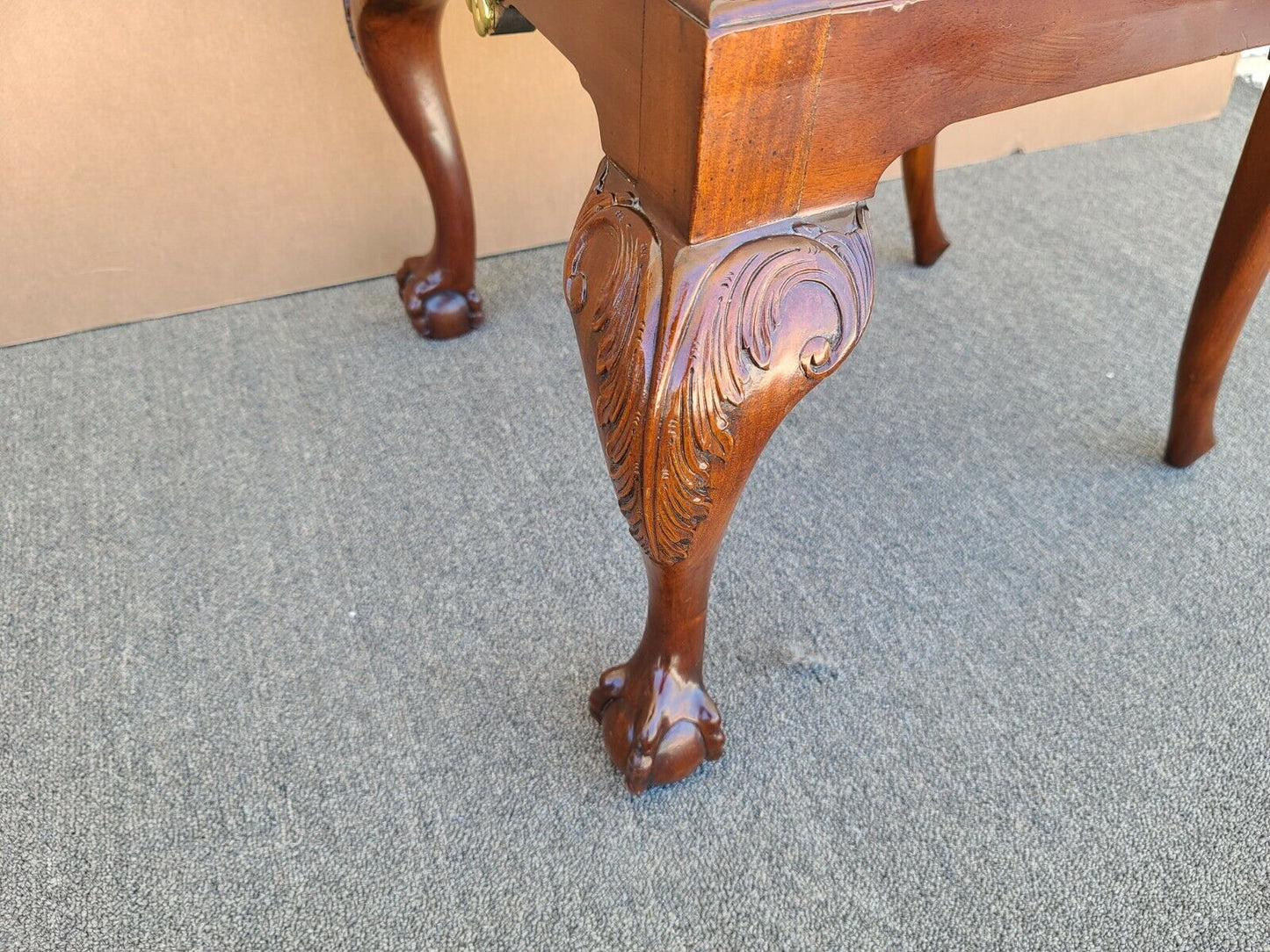 MAITLAND SMITH Chippendale Ball & Claw Mahogany Brass Dining Desk Accent Chair