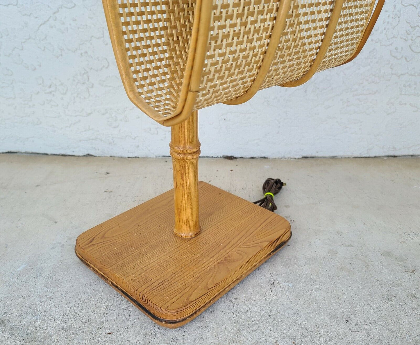 Vintage Bamboo Tiki Boho Chic Magazine Holder Floor Lamp Table
