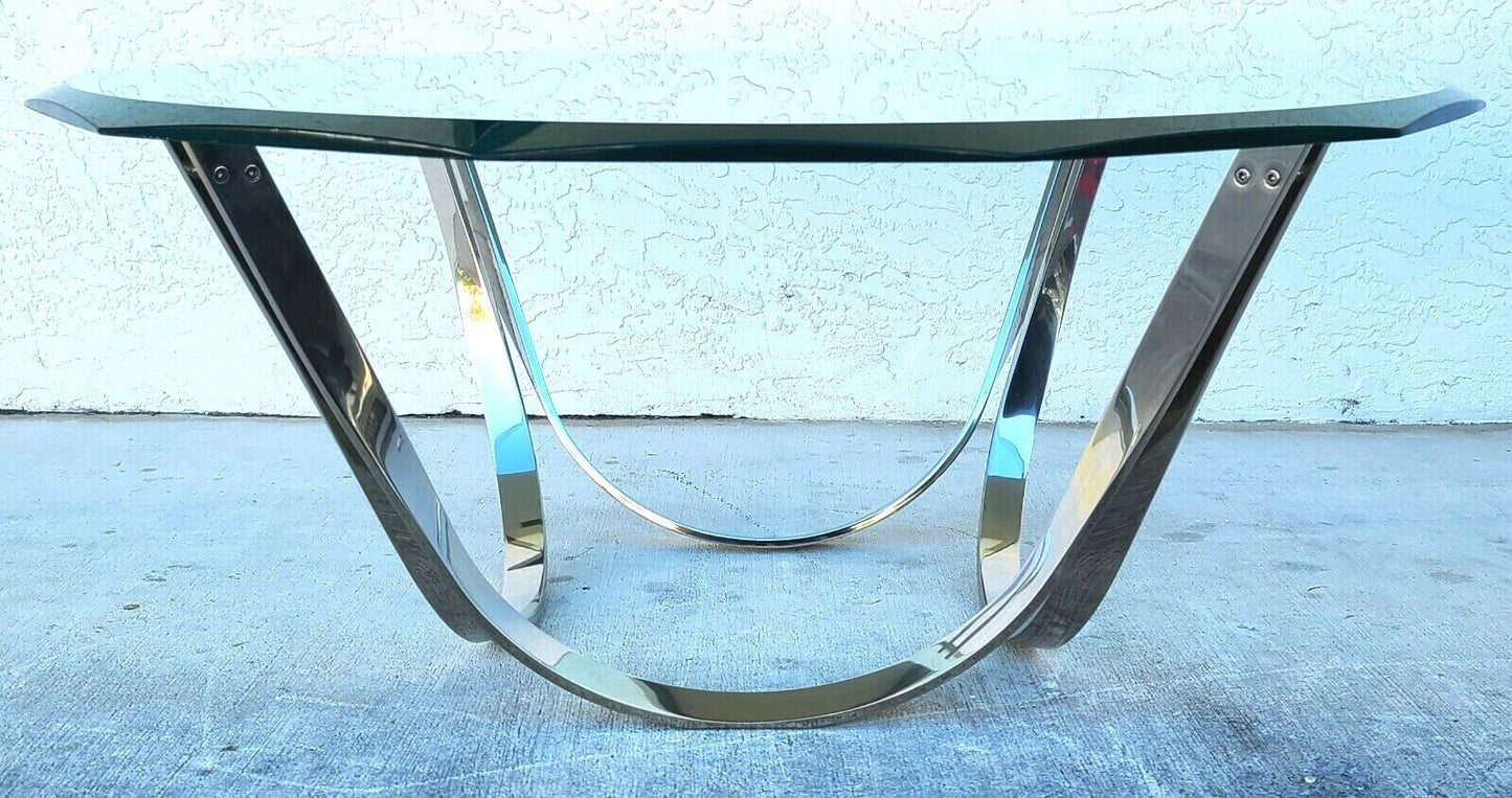 70's Roger Sprunger for Dunbar Chrome Glass Coffee Table
