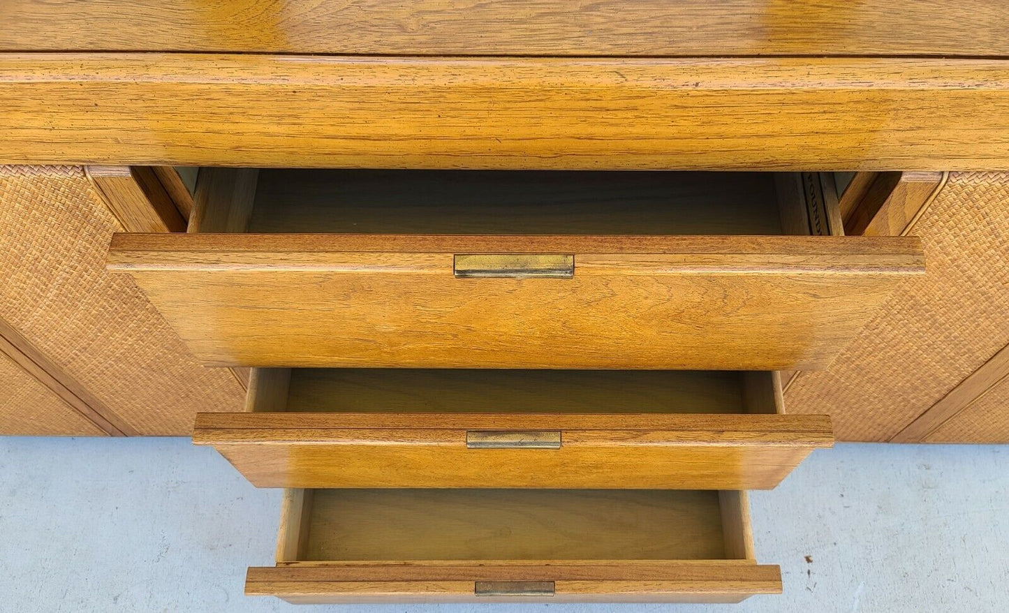 Vintage MCM Dresser Credenza Glass Top by FOUNDERS