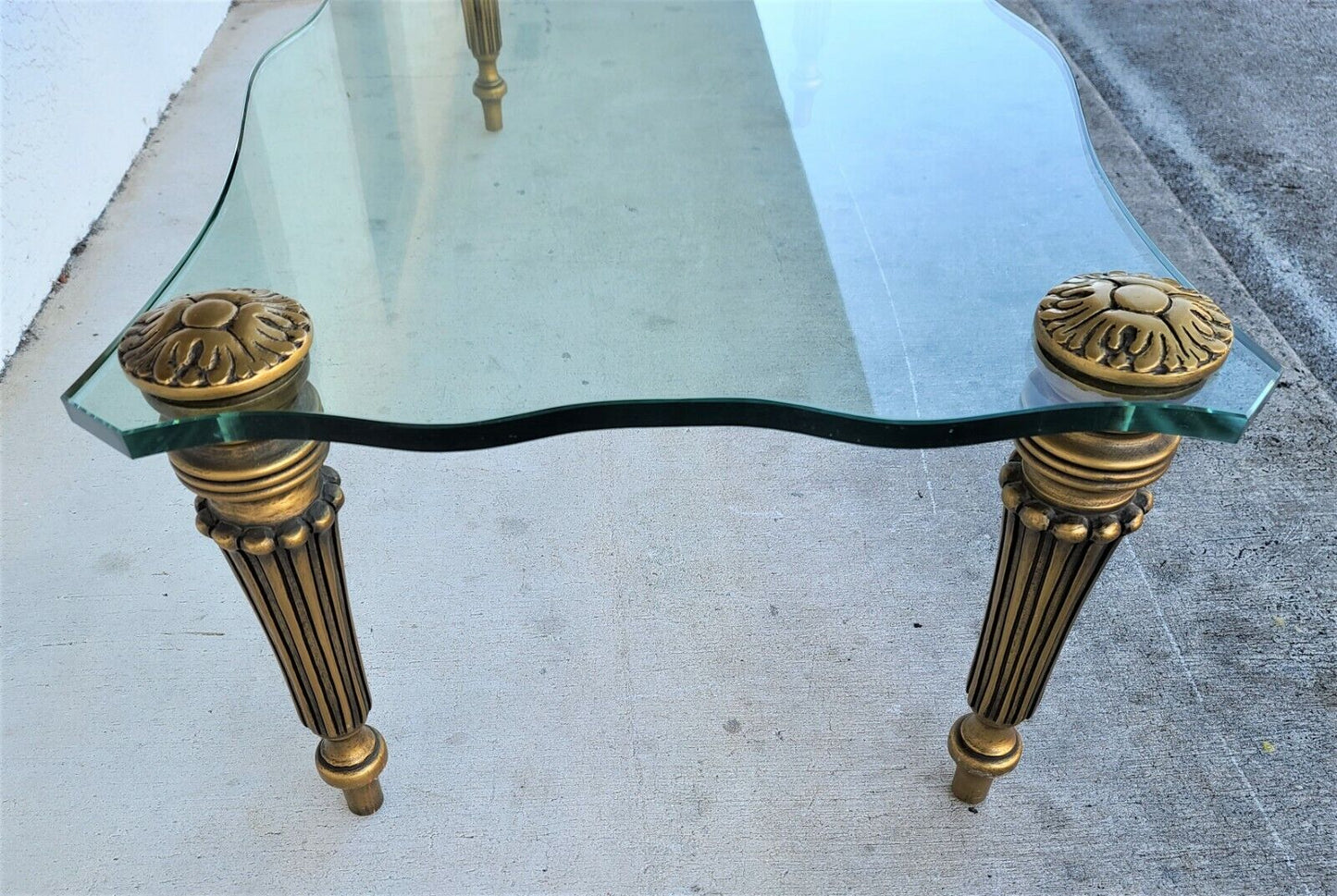 FRANCISCO HURTADO Style Sculptural Hollywood Regency Glass Coffee Cocktail Table