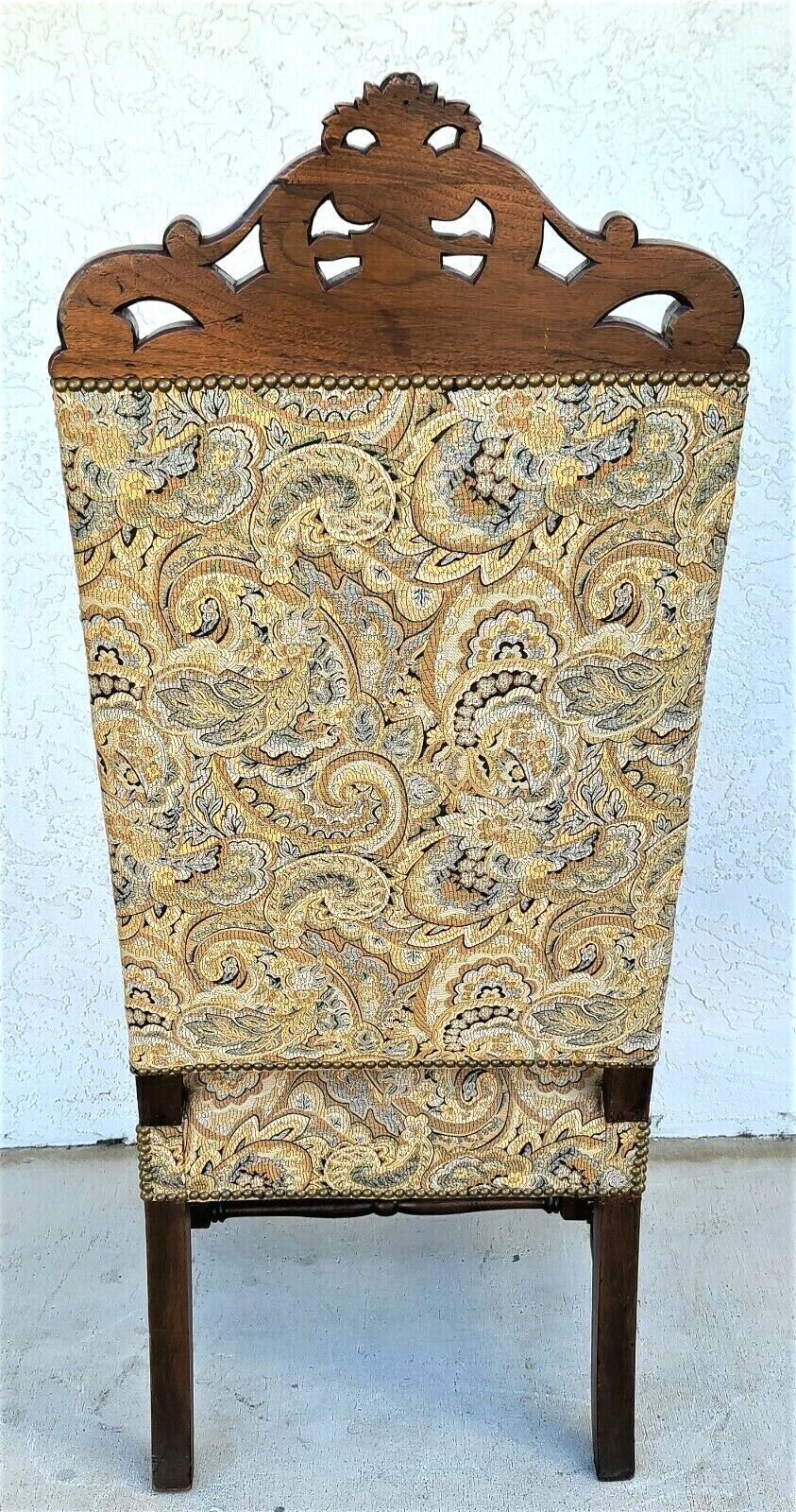 Antique Italian Renaissance Revival Style Carved Walnut Throne Chair Circa 1900