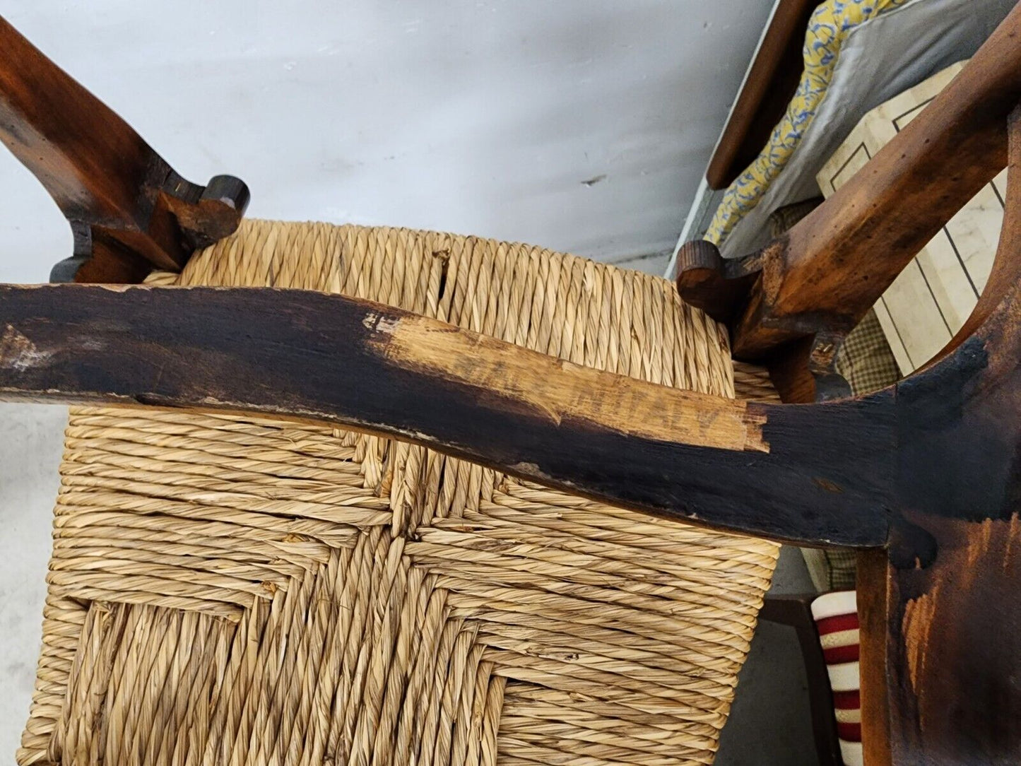 Italian Venetian Dining Chairs Walnut Rush Seat Hand Made (6)