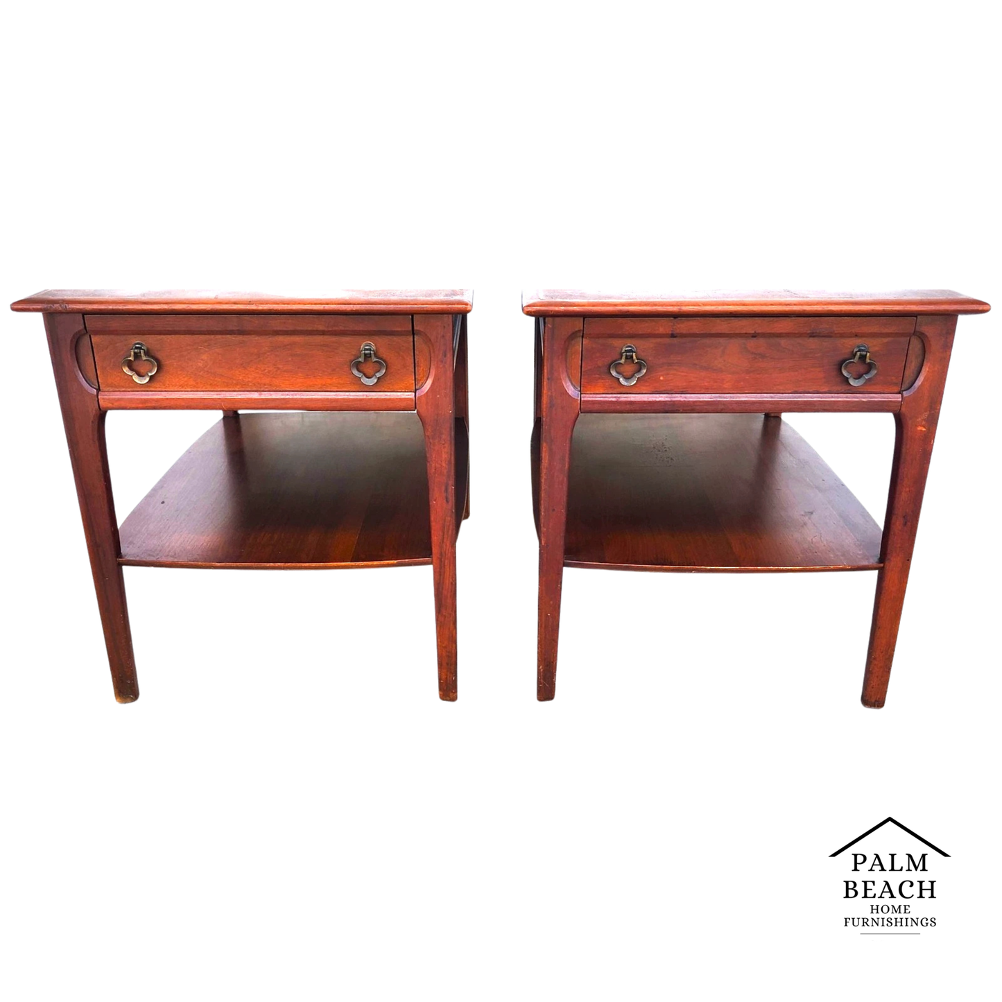 Mid Century Walnut End Tables Pair MCM