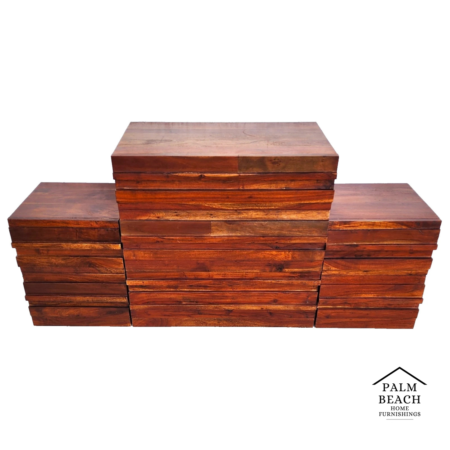 MCM Solid Exotic Wood Bachelor Chest & Nightstands Bedroom Suite