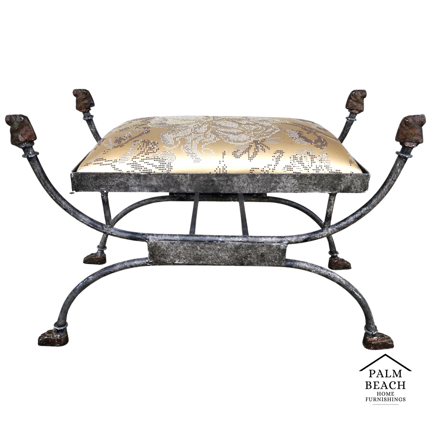 Curule Bench Footstool with Lion Motif