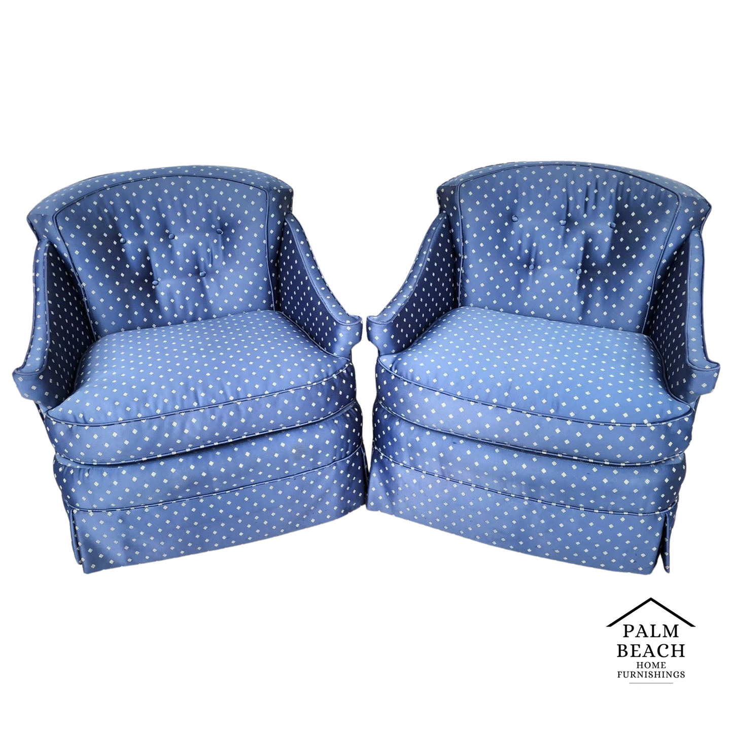 Vintage Hollywood Regency Accent Slipper Chairs Pair