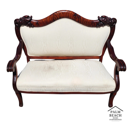 Antique Asian Rosewood Carved Foo Dogs Settee