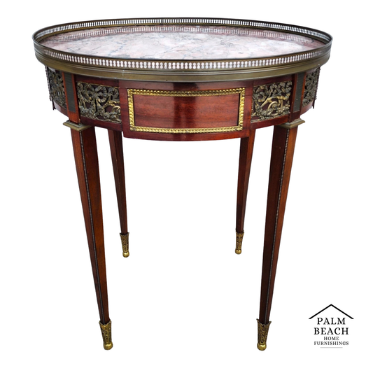 French Louis XVI Bouillotte Table With Rouge Marble Top