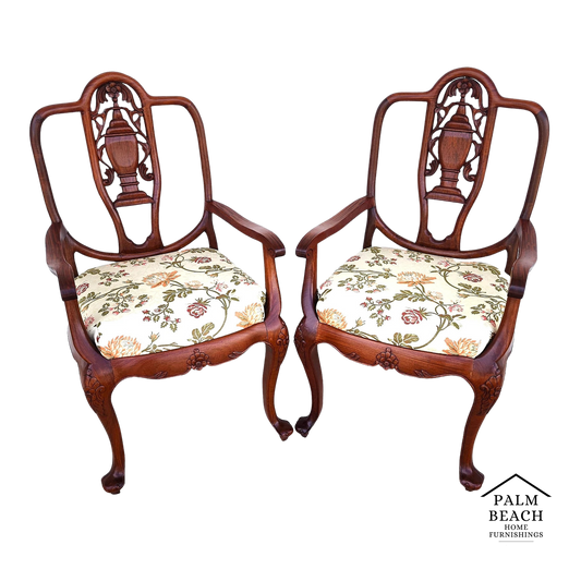 George Zee & Co Hand Carved Rosewood Armchairs A Pair