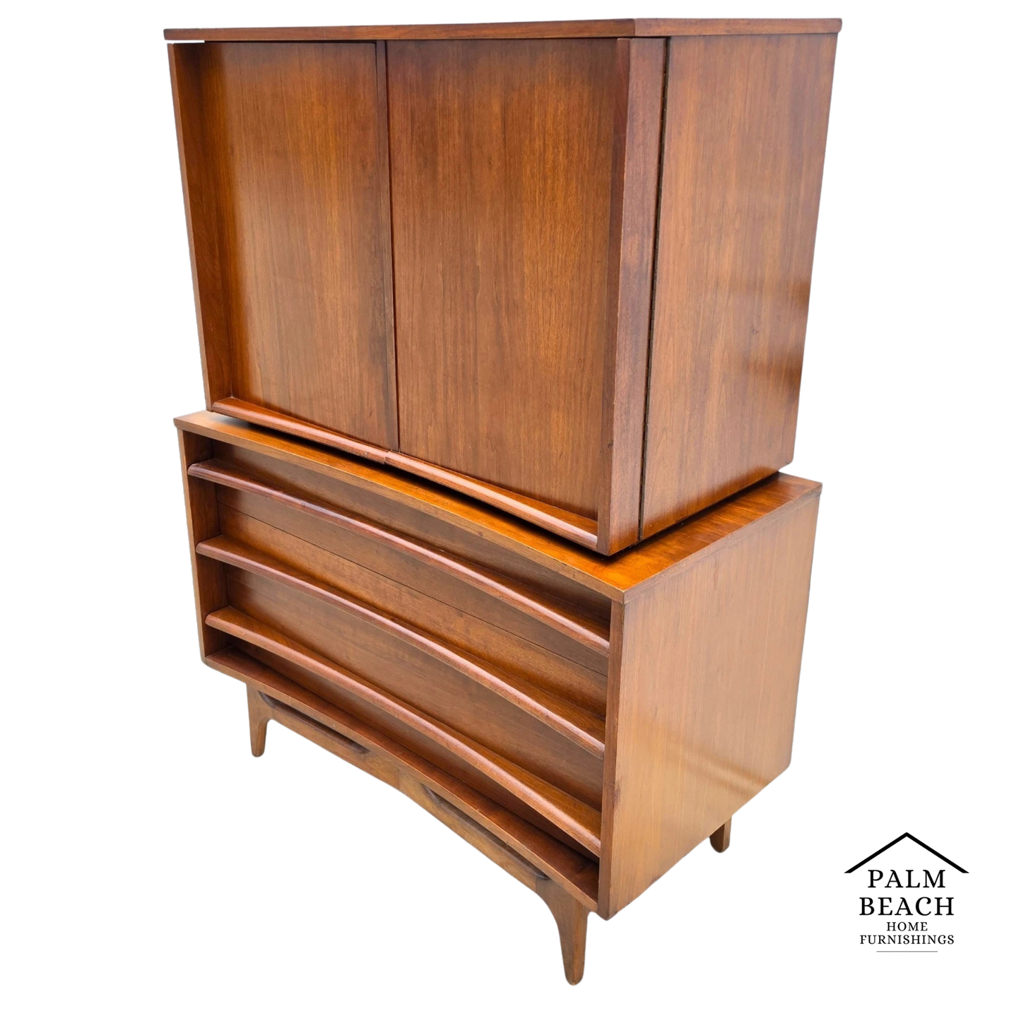 Mid-Century Walnut Highboy Dresser by Young Manufacturing Co. MCM