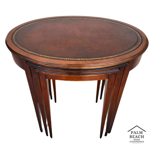 Antique Nesting Tables Mahogany & Leather