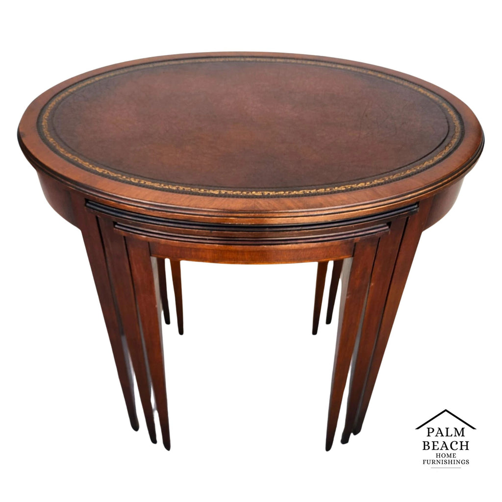 Antique Nesting Tables Mahogany & Leather