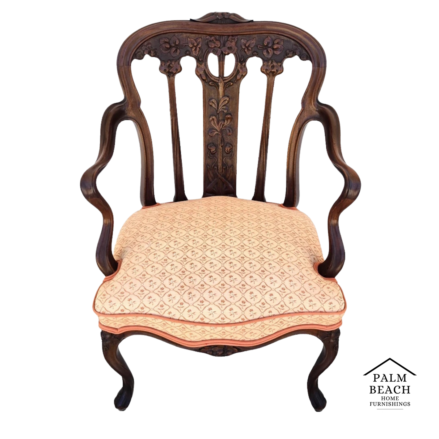 19th Century Antique Art Nouveau Edwardian Carved Walnut Armchair
