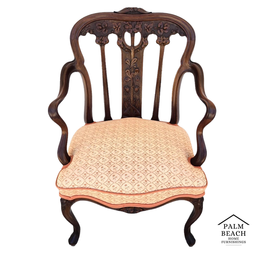 19th Century Antique Art Nouveau Edwardian Carved Walnut Armchair