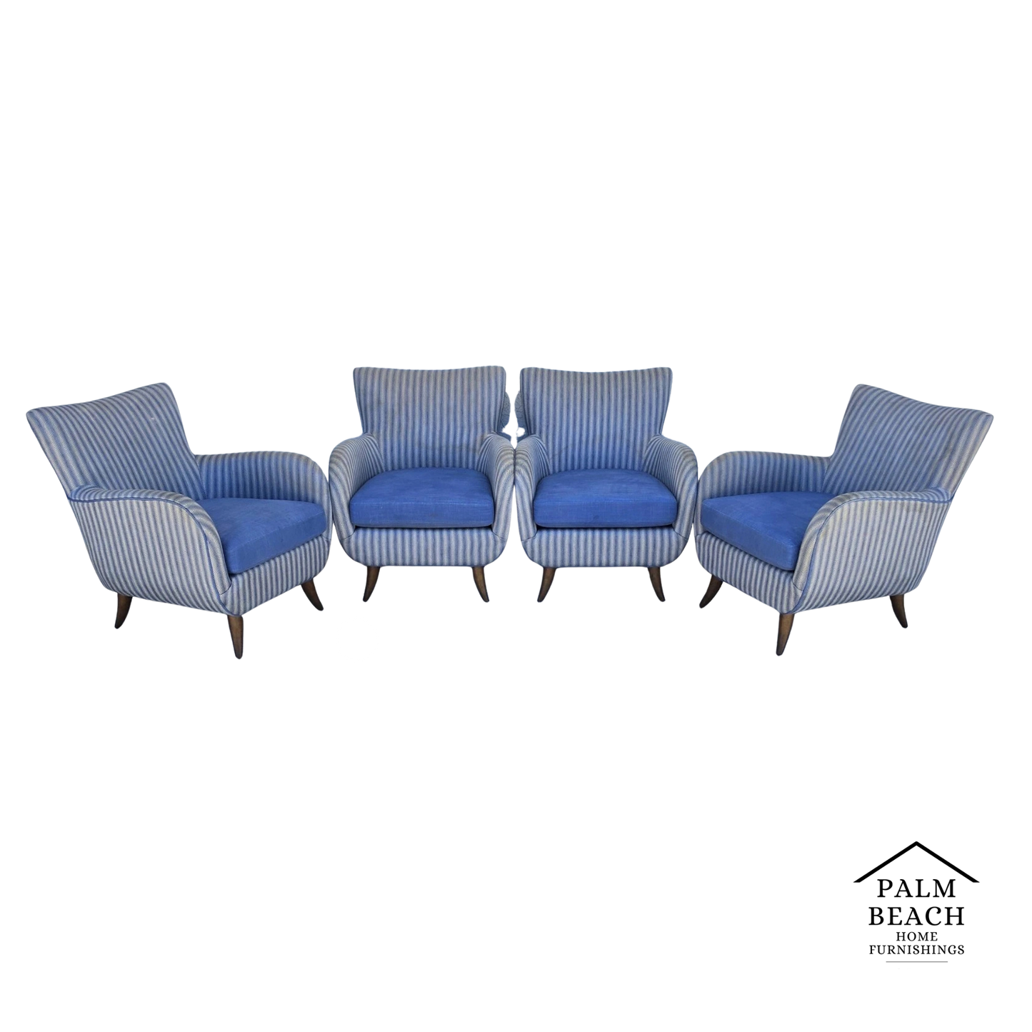 1950s MCM Edward Wormley Gio Ponti Style Armchairs Set of 4