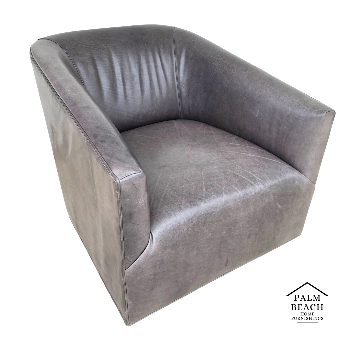Restoration Hardware 1950s Italian Shelter Arm Leather Swivel Club Chair RH