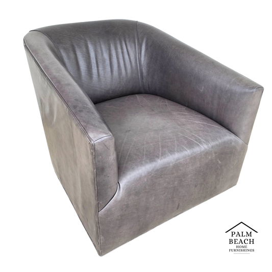 Restoration Hardware 1950s Italian Shelter Arm Leather Swivel Club Chair RH