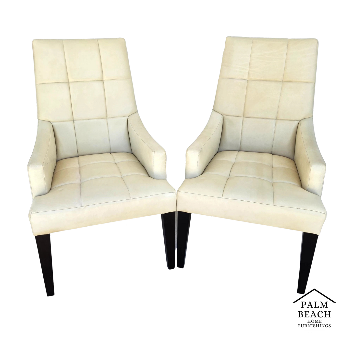 Barbara Barry for Henredon Leather Dining Accent Armchairs Set of 2