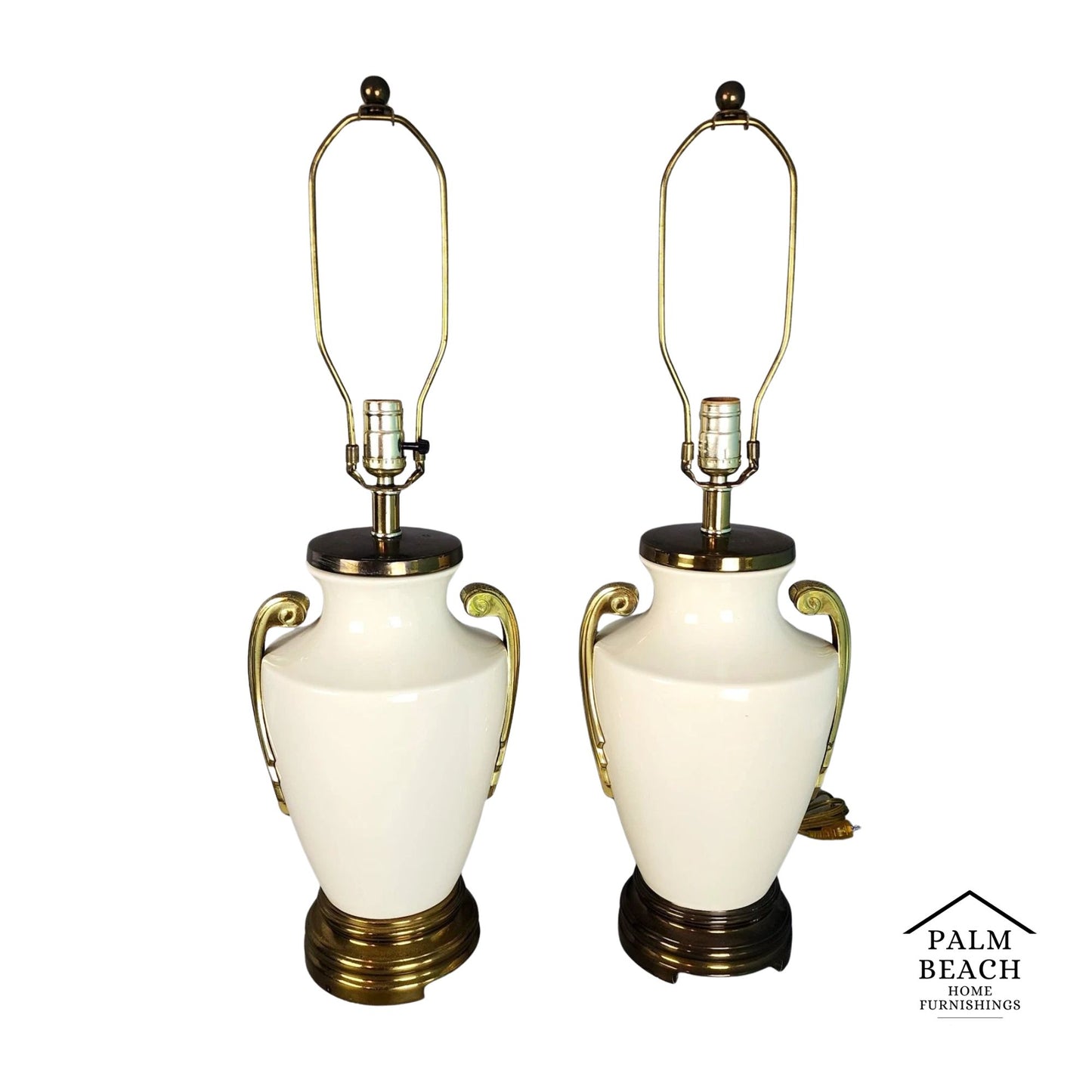 Vintage Art Deco Table Lamps Ceramic Brass A Pair