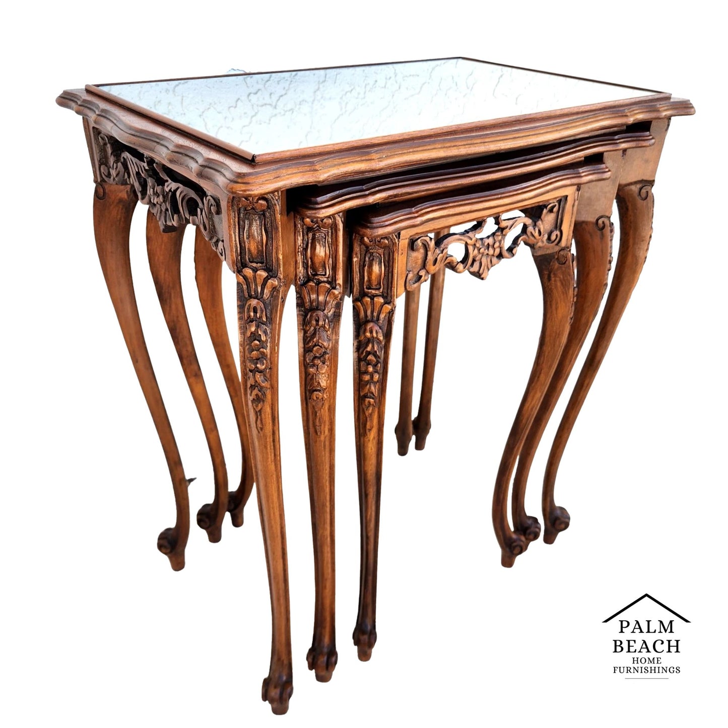 French Nesting Tables Walnut Vintage