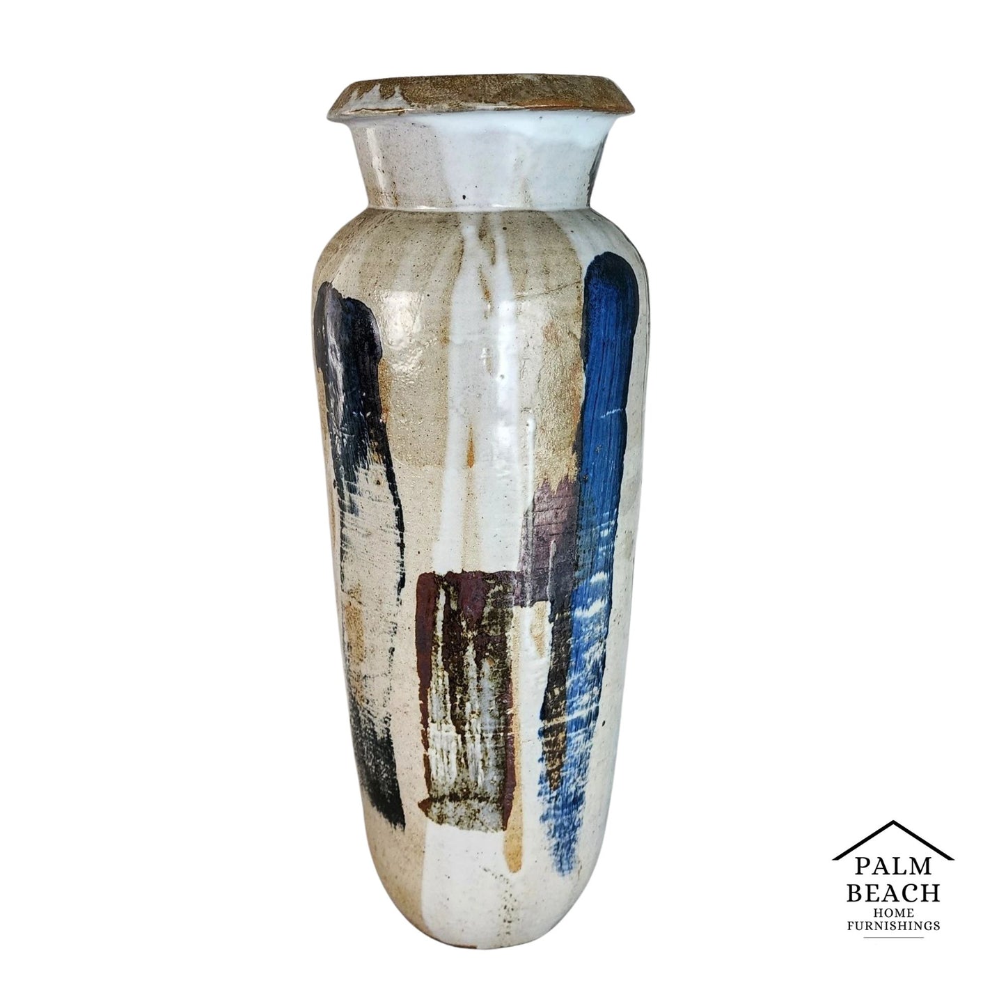 MCM Signed Ceramic Studio Pottery Vase Large 23"