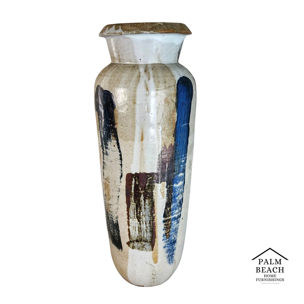 MCM Signed Ceramic Studio Pottery Vase Large 23"