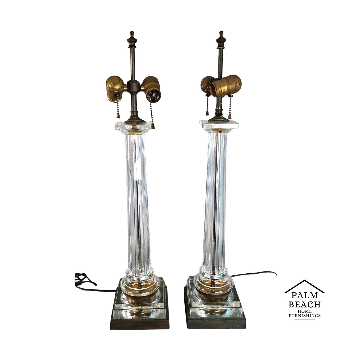 Chapman Italian Column Table Lamps Neoclassical 1970s Pair