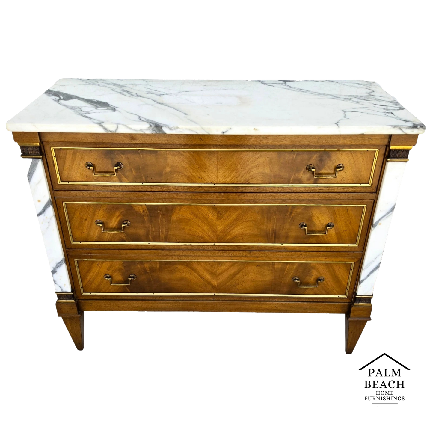 Mid Century Louis XVI Maison Jansen Style Marble Top Commode Dresser Sideboard