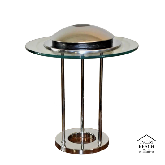 Authentic Robert Sonneman For George Kovacs 1987 Chrome Saturn Saucer Table Lamp
